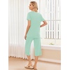 Ekouaer 2 Pack: Women’s Pajamas Set Short Sleeve Sleepwear Capri Pants Pjs Soft Loungewear with Pockets(Light Green/Dusty Rose)