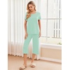 Ekouaer 2 Pack: Women’s Pajamas Set Short Sleeve Sleepwear Capri Pants Pjs Soft Loungewear with Pockets(Light Green/Dusty Rose)