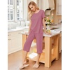 Ekouaer 2 Pack: Women’s Pajamas Set Short Sleeve Sleepwear Capri Pants Pjs Soft Loungewear with Pockets(Light Green/Dusty Rose)