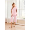 Ekouaer 2 Pack: Women’s Pajamas Set Short Sleeve Sleepwear Capri Pants Pjs Soft Loungewear with Pockets(Navy Dots/Pink Stripe)