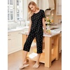 Ekouaer 2 Pack: Women’s Pajamas Set Short Sleeve Sleepwear Capri Pants Pjs Soft Loungewear with Pockets(Pink Curve/Black Bow)