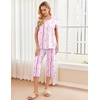 Ekouaer 2 Pack: Women’s Pajamas Set Short Sleeve Sleepwear Capri Pants Pjs Soft Loungewear with Pockets(Pink Curve/Black Bow)