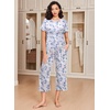 Ekouaer 2 Pack: Women’s Pajamas Set Short Sleeve Sleepwear Capri Pants Pjs Soft Loungewear with Pockets(Pink Leopard/Butterfly Print)