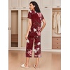 Ekouaer 2 Pack: Women’s Pajamas Set Short Sleeve Sleepwear Capri Pants Pjs Soft Loungewear with Pockets(Wine Flower/Pink Floral)