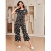 Ekouaer 2 Pack: Women’s Pajamas Set Short Sleeve Sleepwear Capri Pants Pjs Soft Loungewear with Pockets(Wine Red/Floral)