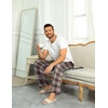 Ekouaer Men’s Pajama Pants Plaid Lounge Pants Soft Pj Bottoms with Pockets(Brown Plaid)