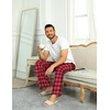 Ekouaer Men’s Pajama Pants Plaid Lounge Pants Soft Pj Bottoms with Pockets(Red and Black Plaid)