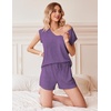 Ekouaer Pajamas for Women 2 Piece Summer Lounge Set Short Sleeve Shorts Pjs(Purple)