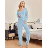 Ekouaer Womens Pajama Sets Fuzzy Fleece Sleepwear Long Sleeve Pjs(Baby Blue)