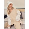 Ekouaer Womens Pajama Sets Fuzzy Fleece Sleepwear Long Sleeve Pjs(Beige)