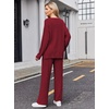 Ekouaer Womens Pajama Sets Fuzzy Fleece Sleepwear Long Sleeve Pjs(Brick Red)