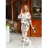 Ekouaer Womens Pajama Sets Fuzzy Fleece Sleepwear Long Sleeve Pjs(Brown Pattern)