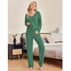 Ekouaer Womens Pajama Sets Fuzzy Fleece Sleepwear Long Sleeve Pjs(Green)