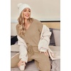 Ekouaer Womens Pajama Sets Fuzzy Fleece Sleepwear Long Sleeve Pjs(Khaki)