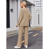Ekouaer Womens Pajama Sets Fuzzy Fleece Sleepwear Long Sleeve Pjs(Khaki)