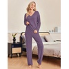 Ekouaer Womens Pajama Sets Fuzzy Fleece Sleepwear Long Sleeve Pjs(Purple)