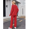 Ekouaer Womens Pajama Sets Fuzzy Fleece Sleepwear Long Sleeve Pjs(Red)