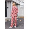 Ekouaer Womens Pajama Sets Fuzzy Fleece Sleepwear Long Sleeve Pjs(Red Leopard Print)