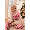 Ekouaer Womens Pajama Sets Fuzzy Fleece Sleepwear Long Sleeve Pjs(Red Leopard Print)