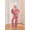 Ekouaer Womens Pajama Sets Fuzzy Fleece Sleepwear Long Sleeve Pjs(Red Leopard Print)