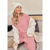 Ekouaer Womens Pajama Sets Fuzzy Fleece Sleepwear Long Sleeve Pjs(Taro)
