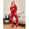 Ekouaer Womens Pajama Sets Fuzzy Fleece Sleepwear Long Sleeve Pjs(White Snowflake)