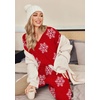 Ekouaer Womens Pajama Sets Fuzzy Fleece Sleepwear Long Sleeve Pjs(White Snowflake)