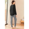 Ekouaer Womens Pajama Sets Long Sleeve Pjs Lounge Sets Joggers with Pockets(Black Plaid)