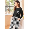 Ekouaer Womens Pajama Sets Long Sleeve Pjs Lounge Sets Joggers with Pockets(Black Plaid)