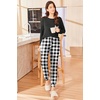 Ekouaer Womens Pajama Sets Long Sleeve Pjs Lounge Sets Joggers with Pockets(Black Plaid)