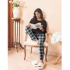 Ekouaer Womens Pajama Sets Long Sleeve Pjs Lounge Sets Joggers with Pockets(Black and Dark Gray Plaid)