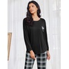 Ekouaer Womens Pajama Sets Long Sleeve Pjs Lounge Sets Joggers with Pockets(Black and Dark Gray Plaid)