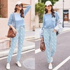 Ekouaer Womens Pajama Sets Long Sleeve Pjs Lounge Sets Joggers with Pockets(Blue Flowers)