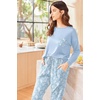 Ekouaer Womens Pajama Sets Long Sleeve Pjs Lounge Sets Joggers with Pockets(Blue Flowers)