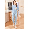 Ekouaer Womens Pajama Sets Long Sleeve Pjs Lounge Sets Joggers with Pockets(Blue Flowers)