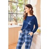 Ekouaer Womens Pajama Sets Long Sleeve Pjs Lounge Sets Joggers with Pockets(Blue Plaid)