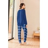 Ekouaer Womens Pajama Sets Long Sleeve Pjs Lounge Sets Joggers with Pockets(Blue Plaid)
