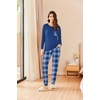 Ekouaer Womens Pajama Sets Long Sleeve Pjs Lounge Sets Joggers with Pockets(Blue Plaid)