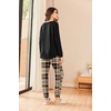 Ekouaer Womens Pajama Sets Long Sleeve Pjs Lounge Sets Joggers with Pockets(Brown Plaid)