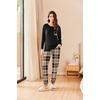 Ekouaer Womens Pajama Sets Long Sleeve Pjs Lounge Sets Joggers with Pockets(Brown Plaid)