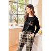 Ekouaer Womens Pajama Sets Long Sleeve Pjs Lounge Sets Joggers with Pockets(Brown Plaid)