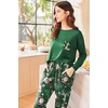 Ekouaer Womens Pajama Sets Long Sleeve Pjs Lounge Sets Joggers with Pockets(Christmas Green)