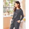 Ekouaer Womens Pajama Sets Long Sleeve Pjs Lounge Sets Joggers with Pockets(Dark Gray)
