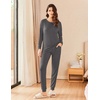 Ekouaer Womens Pajama Sets Long Sleeve Pjs Lounge Sets Joggers with Pockets(Dark Gray)