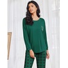 Ekouaer Womens Pajama Sets Long Sleeve Pjs Lounge Sets Joggers with Pockets(Dark Green Plaid)