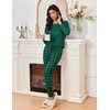 Ekouaer Womens Pajama Sets Long Sleeve Pjs Lounge Sets Joggers with Pockets(Dark Green Plaid)