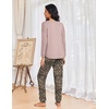 Ekouaer Womens Pajama Sets Long Sleeve Pjs Lounge Sets Joggers with Pockets(Dark Pink & Leopard)