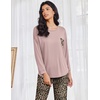 Ekouaer Womens Pajama Sets Long Sleeve Pjs Lounge Sets Joggers with Pockets(Dark Pink & Leopard)