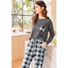 Ekouaer Womens Pajama Sets Long Sleeve Pjs Lounge Sets Joggers with Pockets(Gray Plaid)