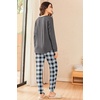 Ekouaer Womens Pajama Sets Long Sleeve Pjs Lounge Sets Joggers with Pockets(Gray Plaid)